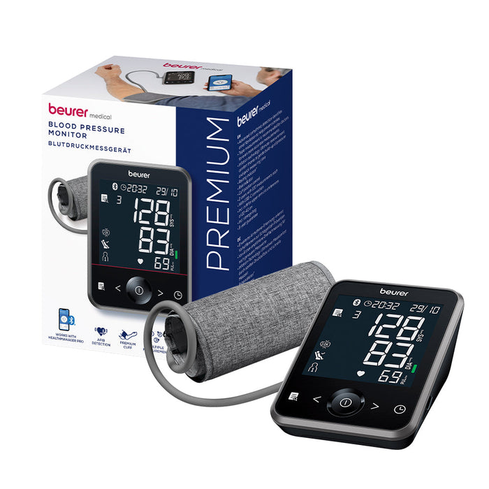 Beurer BM 64 Bluetooth Enabled Blood Pressure Monitor with App: Track BP, Arrhythmia & Pulse. XL LCD Display