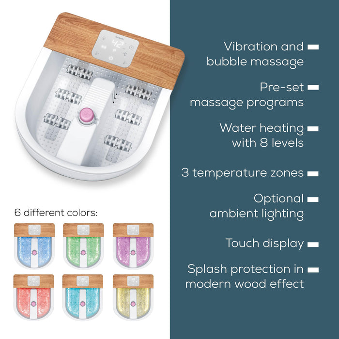 Beurer Foot Spa: Water Heating, Ambient Lighting, Pedicure Station FB 65