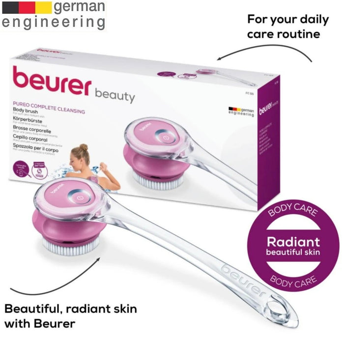 Beurer FC 55 Rechargeable Body Brush: Cleanse & Exfoliate. Removeable Handle. Waterproof