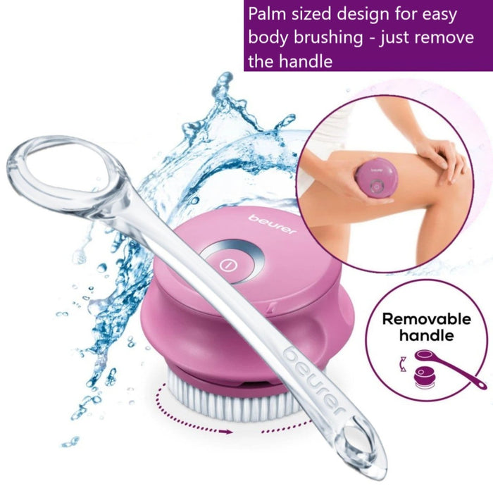 Beurer FC 55 Rechargeable Body Brush: Cleanse & Exfoliate. Removeable Handle. Waterproof