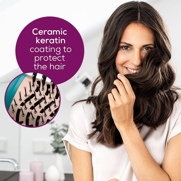 Beurer 2-in-1 Volumising Hair Dryer Brush in XXL Size for Ultra Volume & Style: HC 45 in Ocean Blue