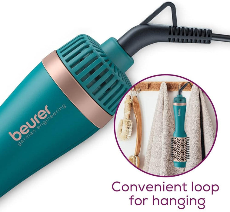 Beurer 2-in-1 Volumising Hair Dryer Brush in XXL Size for Ultra Volume & Style: HC 45 in Ocean Blue