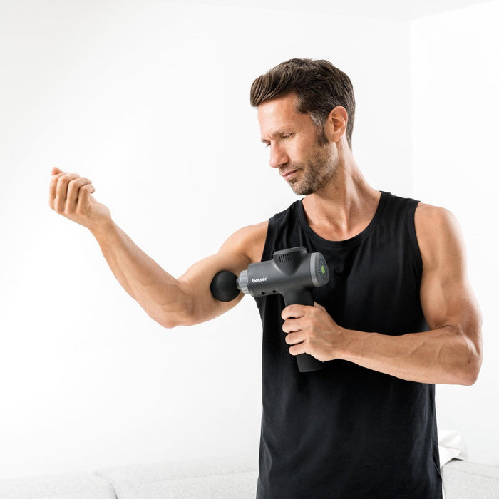 Beurer MG 180 Rechargeable Massage Gun with 6 Attachments: Targeted Deep-Tissue Muscle Massager