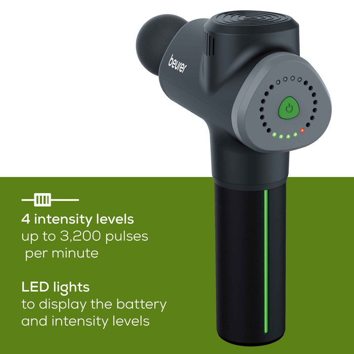 Beurer MG 180 Rechargeable Massage Gun with 6 Attachments: Targeted Deep-Tissue Muscle Massager
