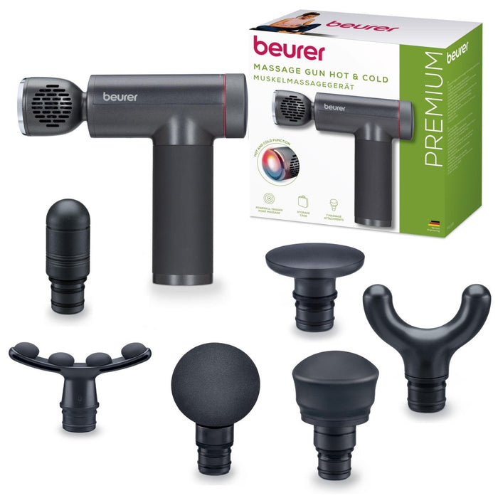 Beurer MG 195 Massage Gun: Hot & Cold Trigger Point Massage, 9 Intensities, 7 Attachments