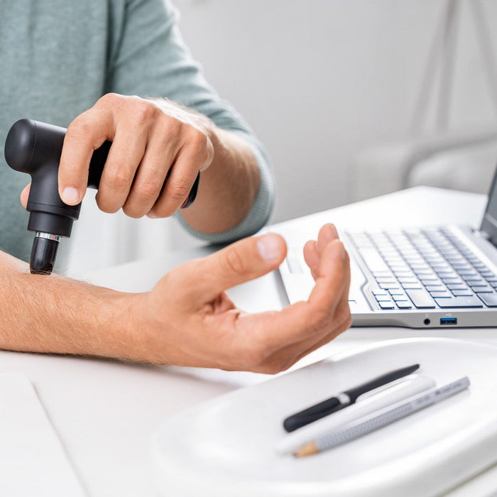 Beurer MG 79 Travel Massage Gun: Powerful Trigger-Point Massage for All Muscle Groups, Ideal for Sensitive Areas: Black & Bronze