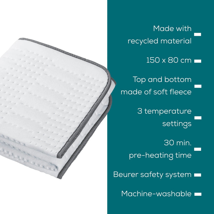 Beurer TS 24 Electric Under Blanket: Eco-Friendly Heated Blanket 150x80cm