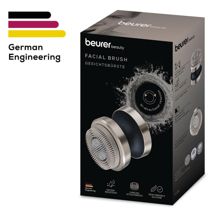 Beurer FC 59 Facial Cleansing Brush | Dual-Rotation | Deep Cleansing | Rechargeable | Waterproof | 3 Brush Types