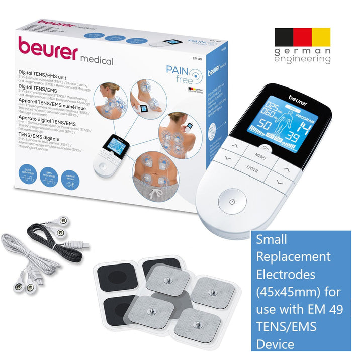 Beurer Replacement Self-Adhesive Electrodes 45x45mm (Small) for use with EM 49, EM 80, and EM 95 TENS/EMS Devices | Set of 8