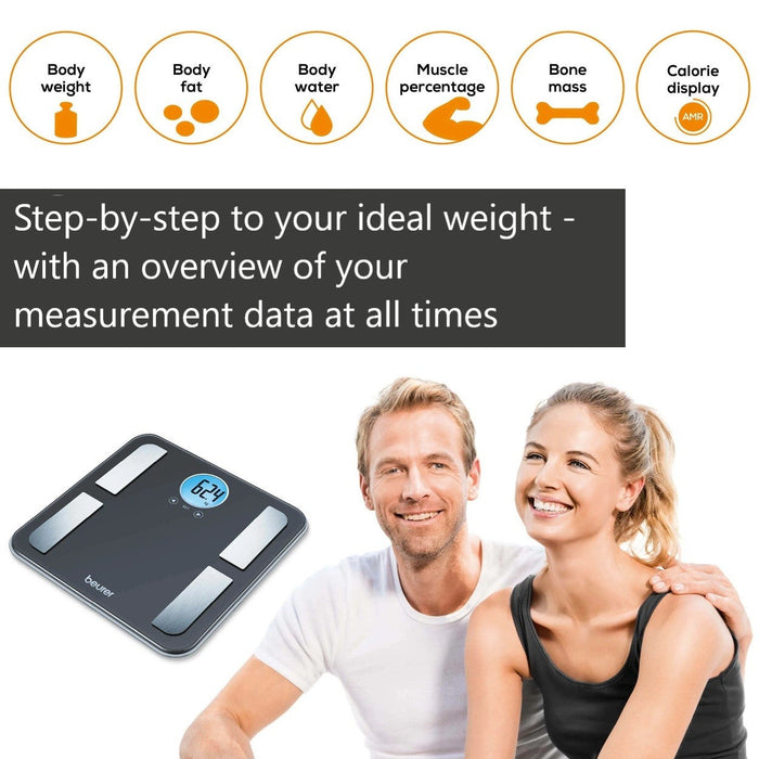 Beurer BF 195 | Diagnostic Bathroom Scale | Calculate Weight, BMI, Body Fat, Water, Muscle, Bone Mass & AMR Calories