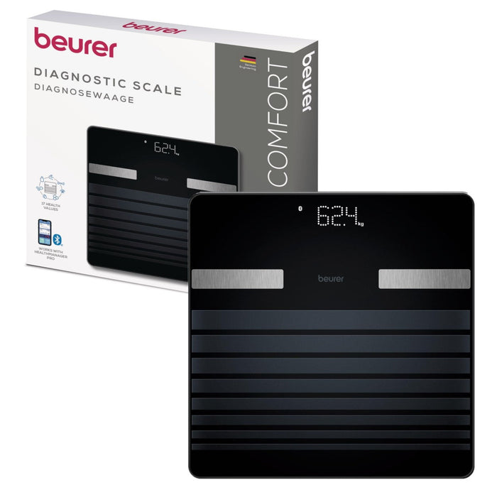 Beurer BF 451 Diagnostic Bathroom Scale | Bluetooth App | Weight, BMI, Body Fat, Water, Muscle, Bone & More