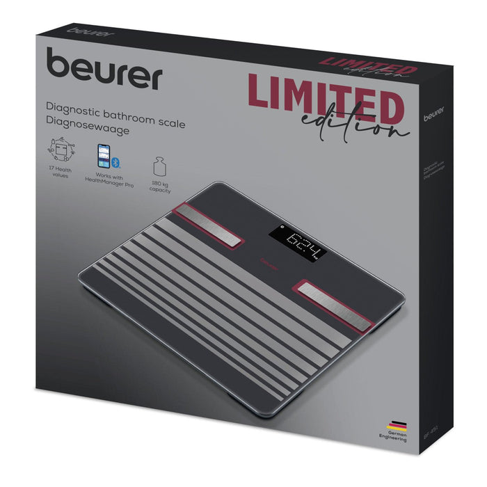 Beurer BF 451 LE25 Diagnostic Bathroom Scale | Bluetooth & App | Weight, BMI, Body Fat, Water, Muscle, Bone & More