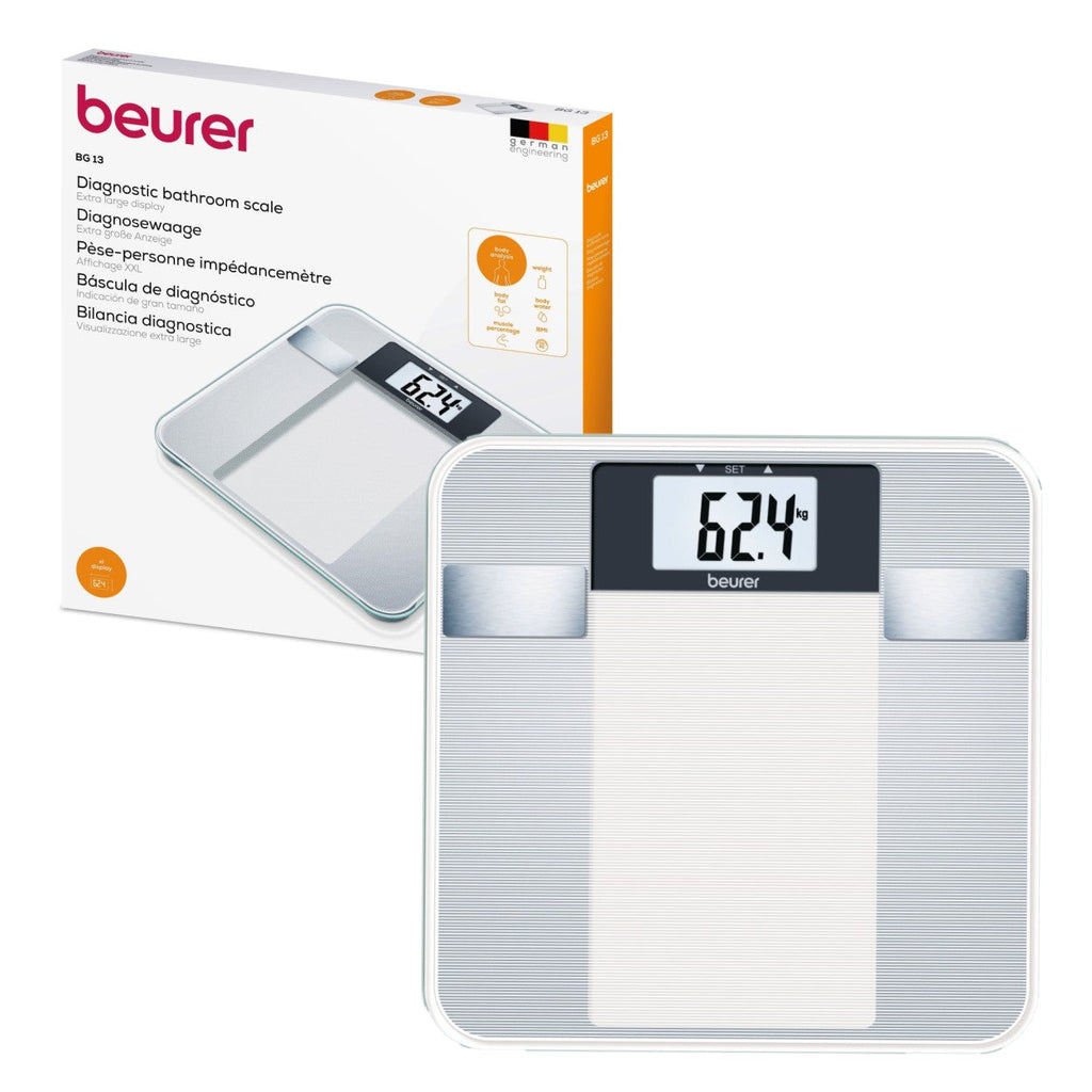 Beurer Diagnostic Bathroom Scale BG 13 Measures Weight, Fat
