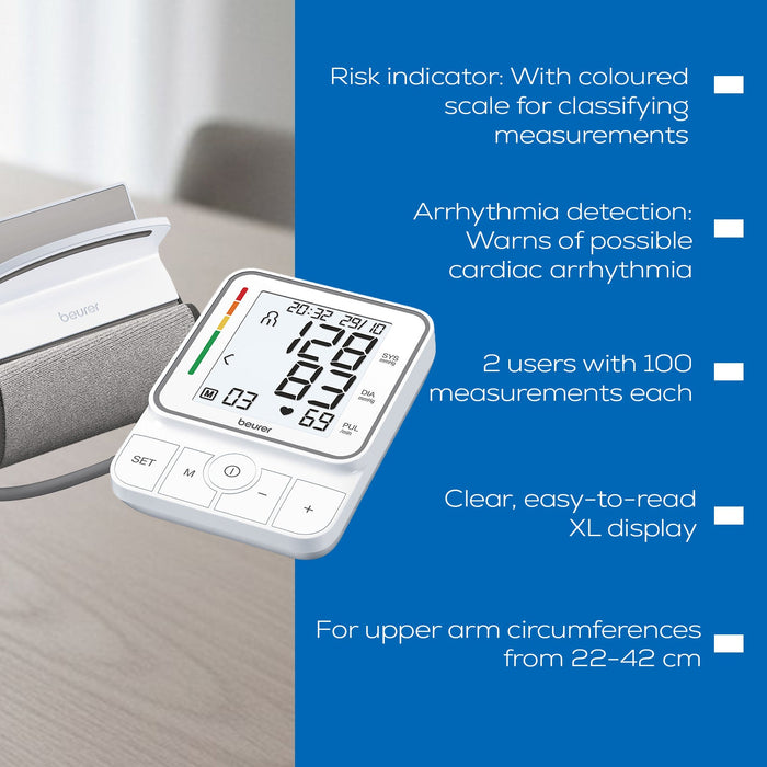 Beurer Germany BM 51 Upper Arm Blood Pressure Monitor | EasyClip Cuff & XL Display