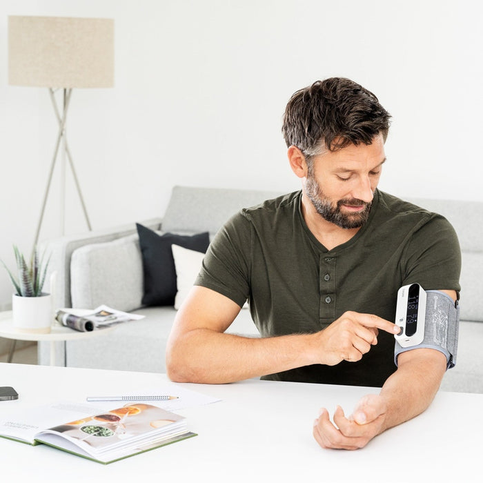 Beurer Germany Blood Pressure Monitor with Integrated Upper Arm Cuff 22-42cm | USB Rechargeable | Bluetooth Enabled with App | Arrhythmia Detection | BM 59