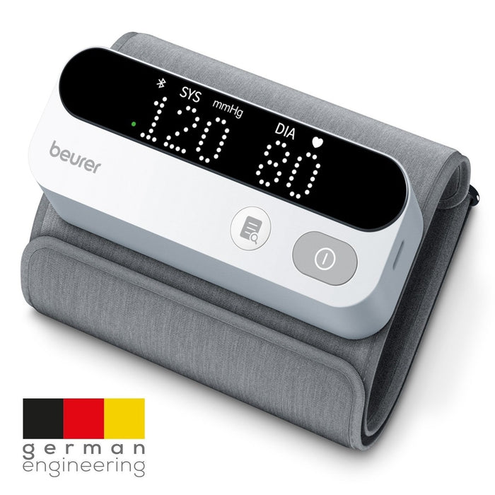 Beurer Germany Blood Pressure Monitor with Integrated Upper Arm Cuff 22-42cm | USB Rechargeable | Bluetooth Enabled with App | Arrhythmia Detection | BM 59