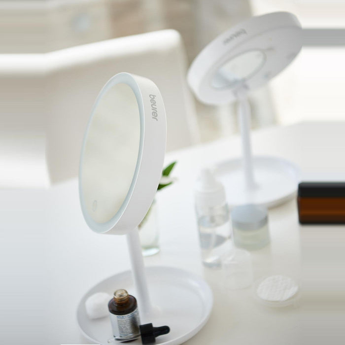 Beurer BS 45 Illuminated Cosmetic Mirror / Makeup Mirror with LED Lights & Trinket Tray