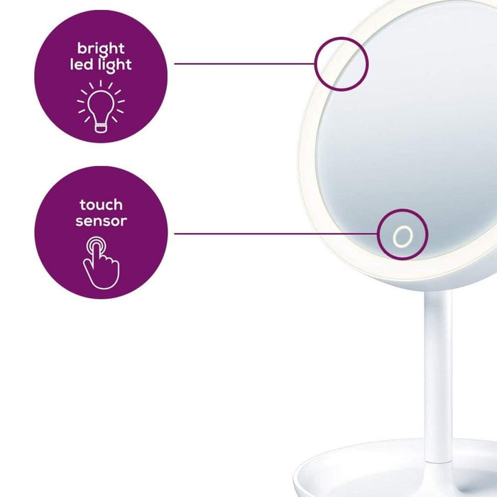 Beurer BS 45 Illuminated Cosmetic Mirror / Makeup Mirror with LED Lights & Trinket Tray