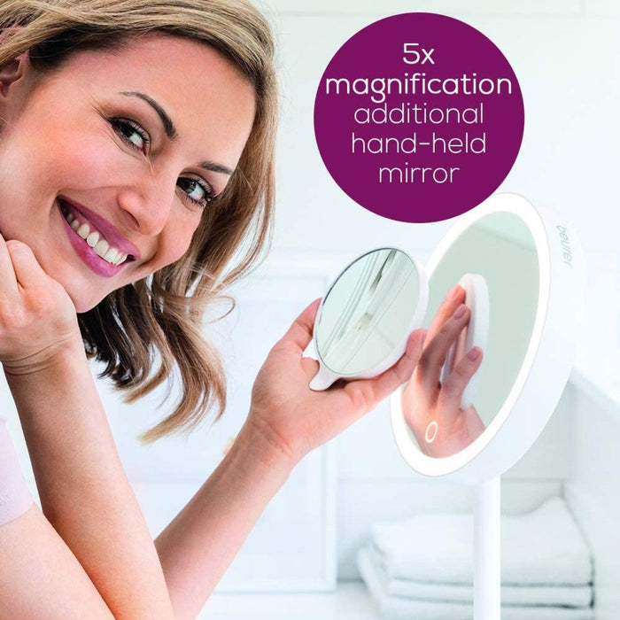 Beurer BS 45 Illuminated Cosmetic Mirror / Makeup Mirror with LED Lights & Trinket Tray