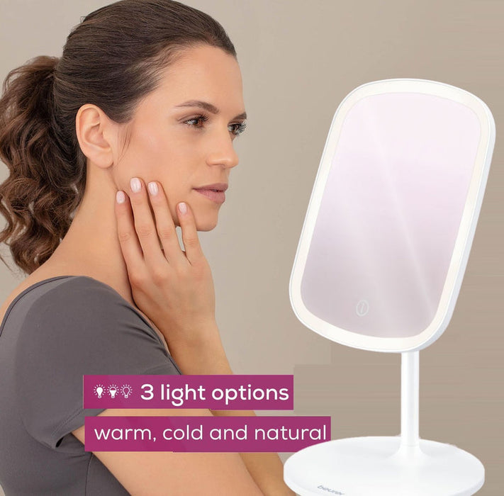 Beurer Makeup Mirror | LED Light Mirror On Stand | USB Rechargeable | BS 47