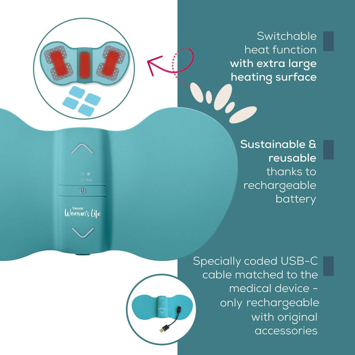 Beurer Germany EM 55 XL Menstrual Period Pain Relief & Endometriosis Pain Relief | TENS & Heat