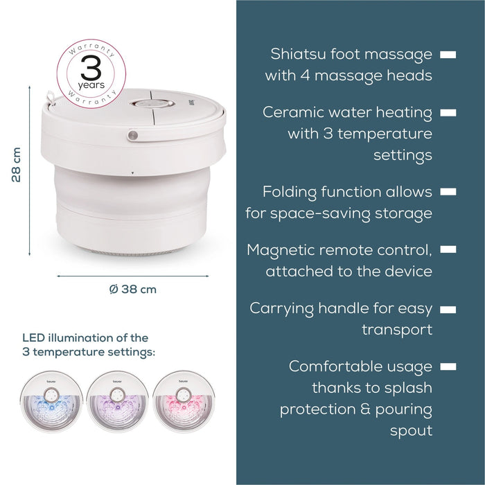 Beurer Germany Shiatsu Foot Spa with Warm Water, Stores Flat FB 55