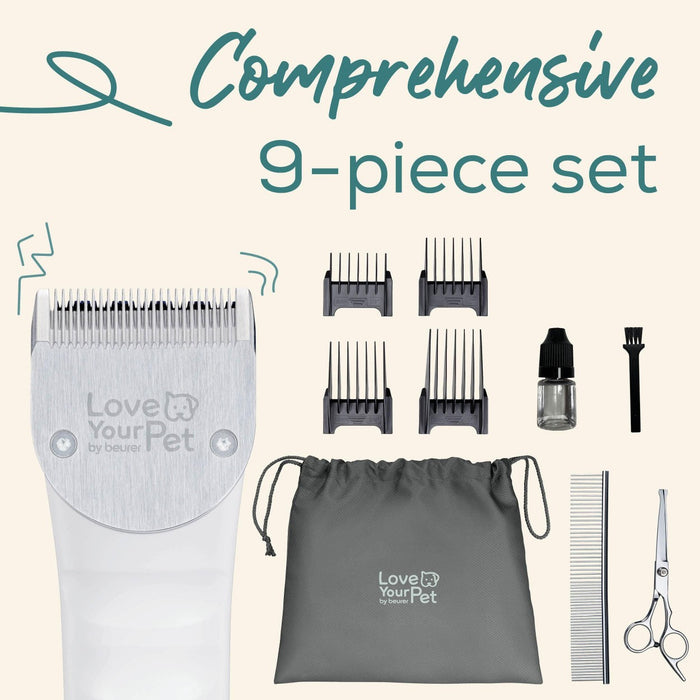 Beurer Fur Trimmer & Clipper for Dogs & Cats | Rechargeable Grooming Kit for Pets | “Fluffy”