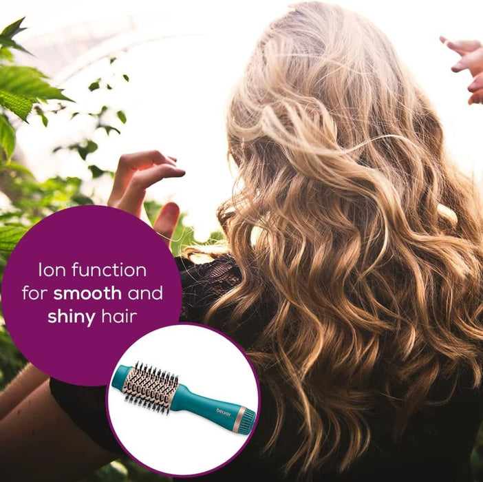 Beurer 2-in-1 Volumising Hair Dryer Brush in XXL Size for Ultra Volume & Style: HC 45 in Ocean Blue