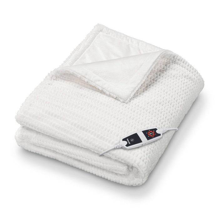 Beurer Electric Blanket HD 82 Helsinki | Portable Heated Throw for Sofa, Bed or Study | White | 130 x 180 cm