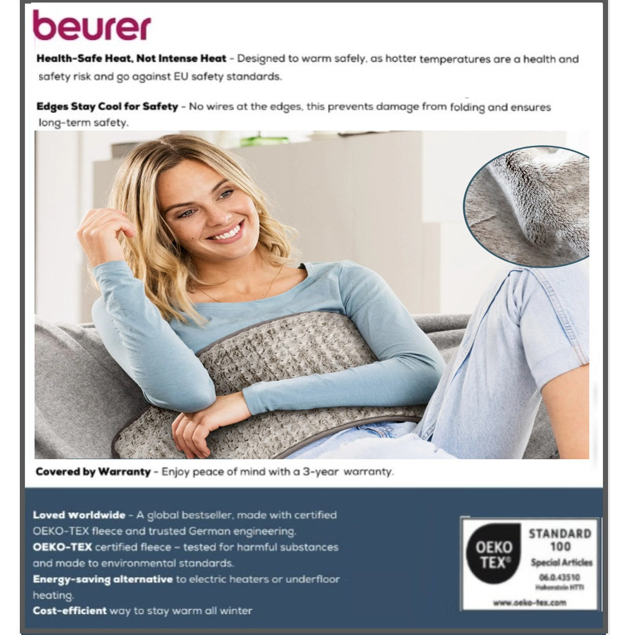 Beurer HK 123 XXL Nordic Heating Pad: Low Energy Use Cosy Heat Pad XXL ...