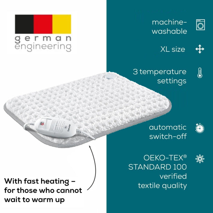 Beurer HK 42 COSY Heating Pad: XL 44x33cm. Low Energy Use & Super Fleecy