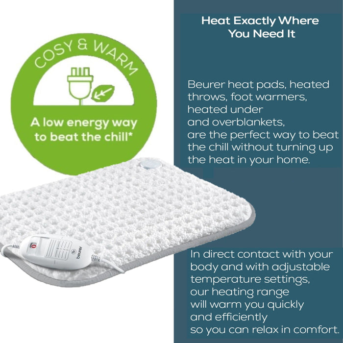 Beurer HK 42 COSY Heating Pad: XL 44x33cm. Low Energy Use & Super Fleecy