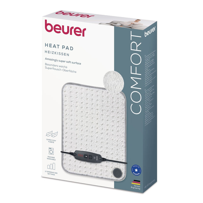 Beurer Germany HK 43 XL Heat Pad | Super Cosy | Low Energy Use | 3 Temperature Settings | Washable | 44x33cm