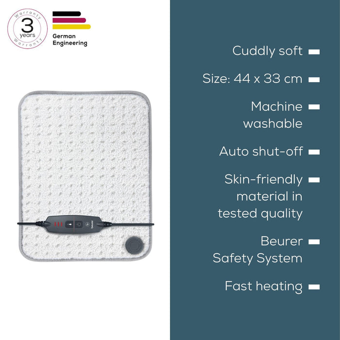 Beurer Germany HK 43 XL Heat Pad | Super Cosy | Low Energy Use | 3 Temperature Settings | Washable | 44x33cm