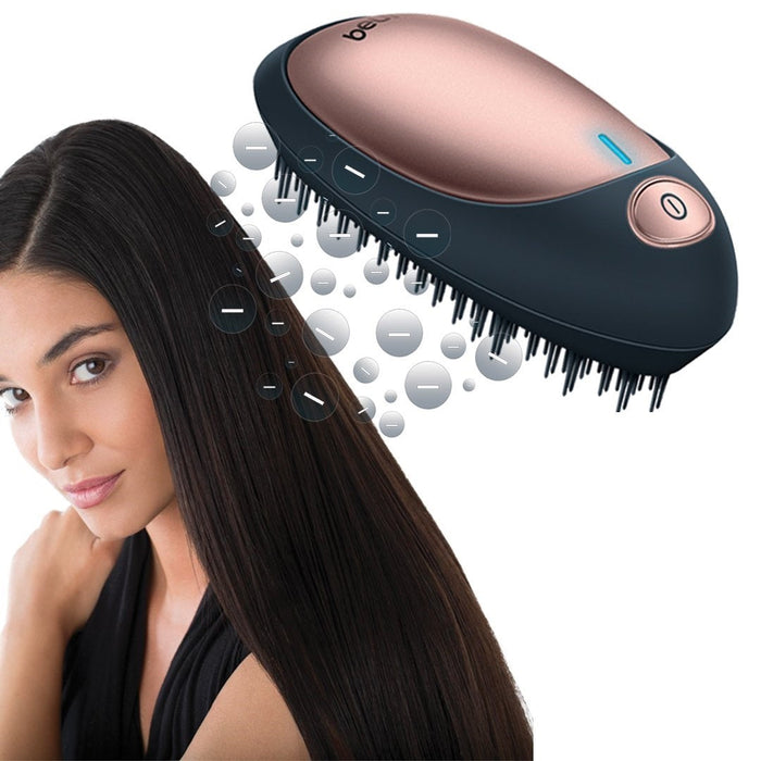 Beurer HT 10 Detangling Brush with Ion Technology. Handbag Size & Portable. Black & Rose