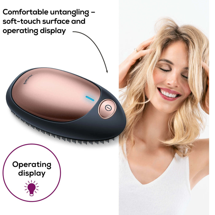 Beurer HT 10 Detangling Brush with Ion Technology. Handbag Size & Portable. Black & Rose