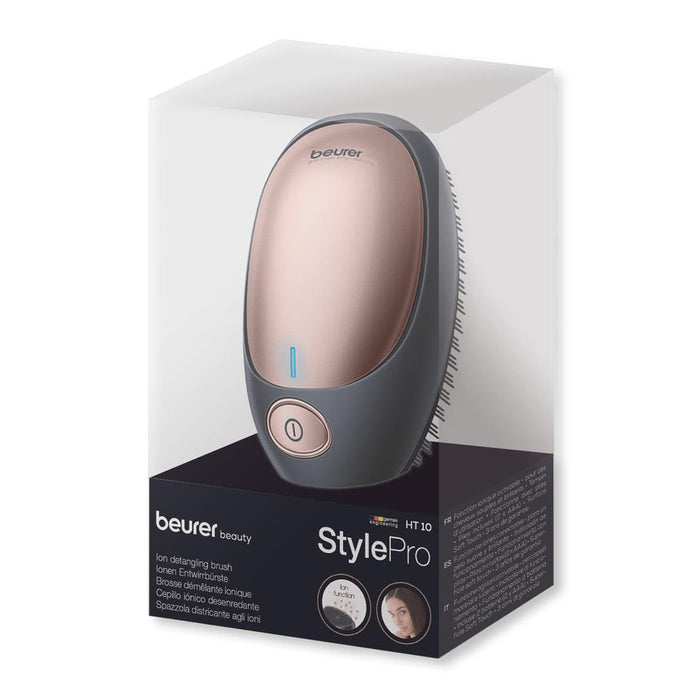 Beurer HT 10 Detangling Brush with Ion Technology. Handbag Size & Portable. Black & Rose