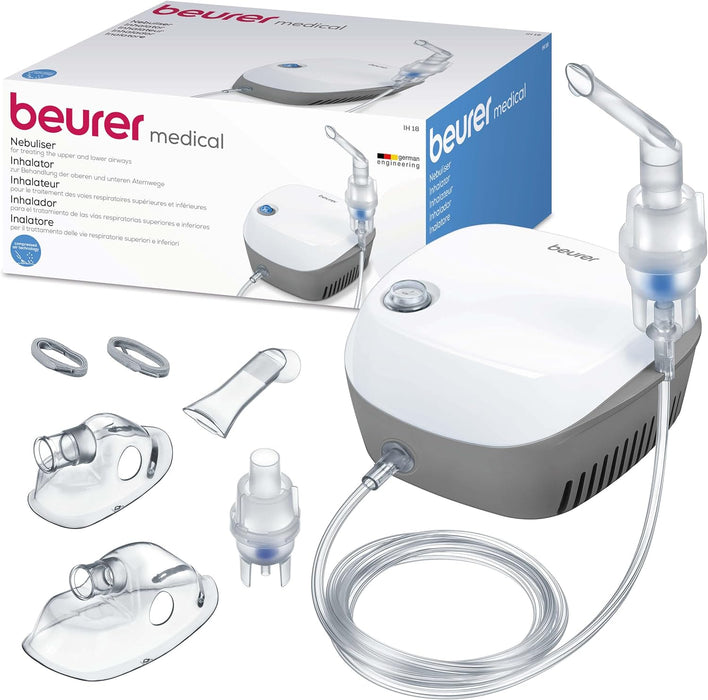 ﻿Beurer IH 18 Compressed Air Technology Nebuliser Including Accessories - Fast, Effective Upper & Lower Airway Relief