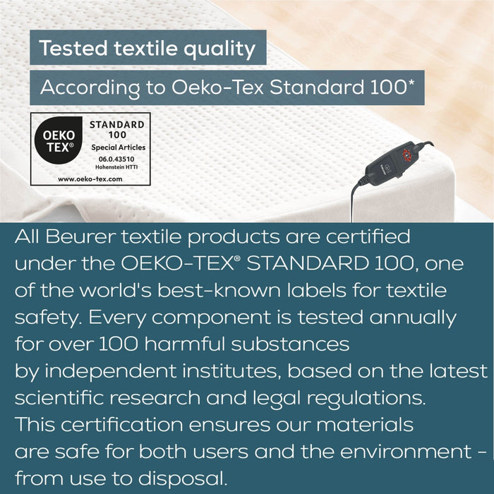 Beurer Germany Indulgence Heated Electric Blanket Mattress Topper | Dual Controls | 6 Heat Settings | Low Energy Use | Super King XL (180 x 200 cm)