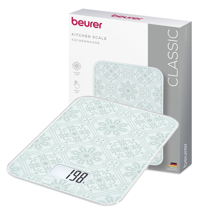 Beurer Germany KS 19 Digital Kitchen Scale | 1g Increments to 5kg. Tare Mode | Vintage Glass