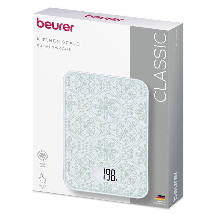 Beurer Germany KS 19 Digital Kitchen Scale | 1g Increments to 5kg. Tare Mode | Vintage Glass