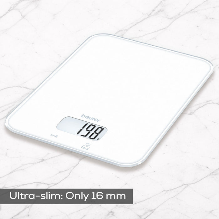 Beurer Germany KS 19 Digital Kitchen Scale | 1g Increments to 5kg. Tare Mode. Glass | Classic White