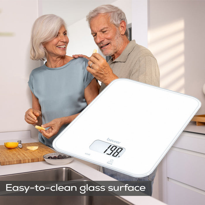 Beurer Germany KS 19 Digital Kitchen Scale | 1g Increments to 5kg. Tare Mode. Glass | Classic White