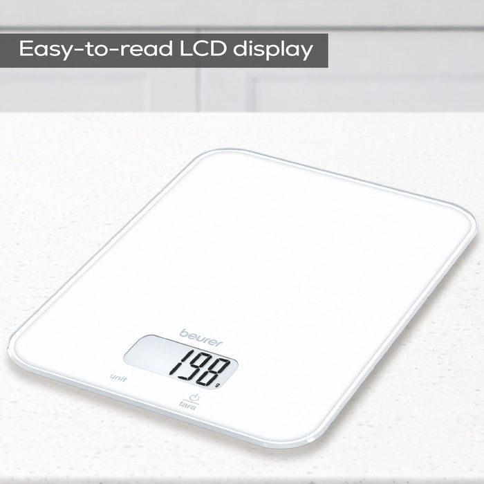 Beurer Germany KS 19 Digital Kitchen Scale | 1g Increments to 5kg. Tare Mode. Glass | Classic White