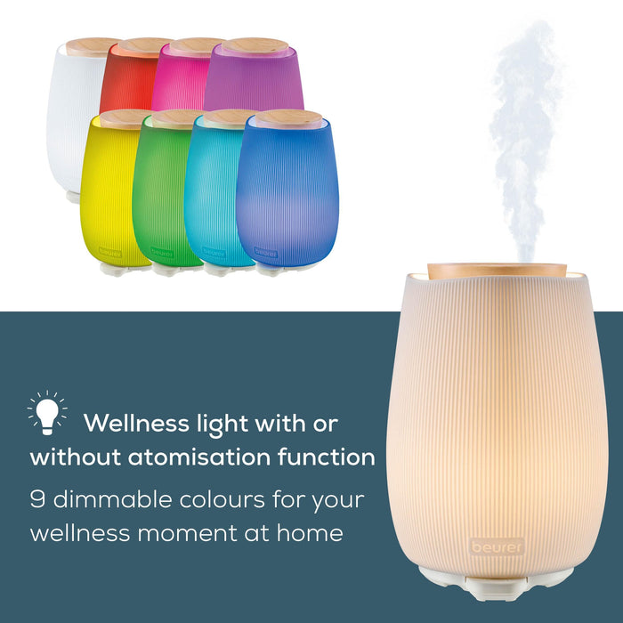 Beurer LA 45 Aroma Diffuser | Ultrasonic Mist, 9-Colour LED Lights | Aromatherapy, Essential Oils & Home Scenting | Rooms to 20m²