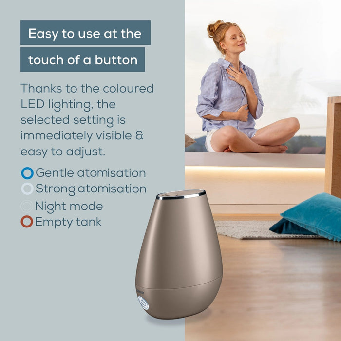 Beurer Germany LB 37 | 2-in-1 Air Humidifier & Aroma Diffuser for All Rooms Up To 20m² | Toffee