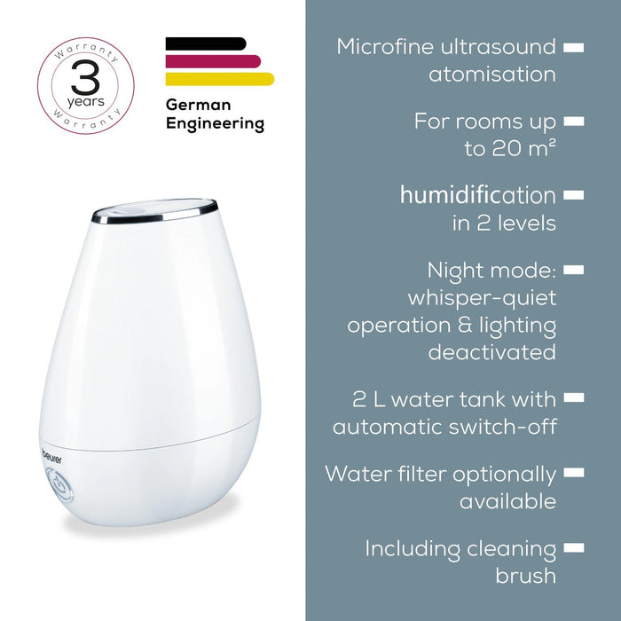 Beurer Germany LB 37 | 2-in-1 Air Humidifier & Aroma Diffuser for All Rooms Up To 20m² | White