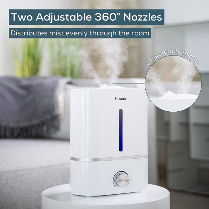 Beurer Germany LB 45 Ultrasonic Air Humidifier &amp; Optional Aroma Oil Diffuser | Maximum 30m² Rooms