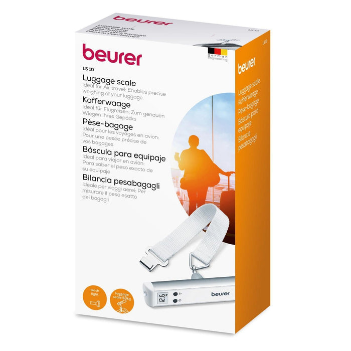 Beurer LS 10 Luggage Scale with Torch | Small & Portable | Fits in Your Handbag | 50kg Capacity | 50g Precision