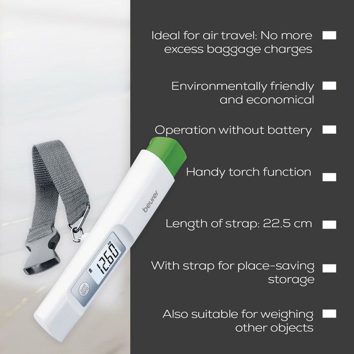 Beurer LS 20 ECO Luggage Scale | Small & Portable | Fits in Your Handbag | 50kg Capacity | 10g Precision | No Batteries Needed